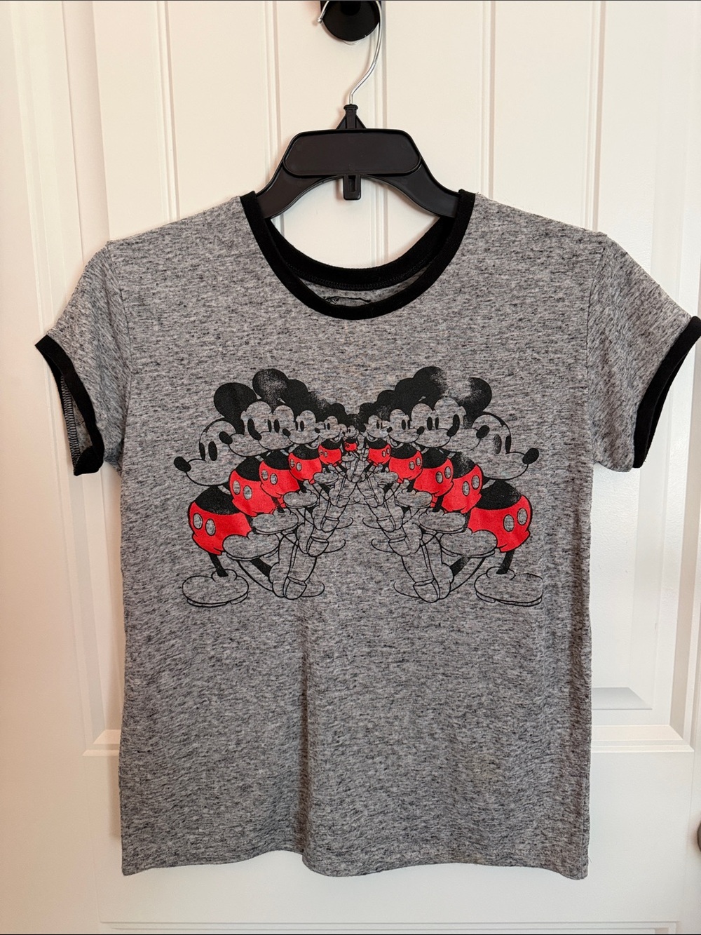 Disney Gray Ringer Tee with Red Mickey Graphic